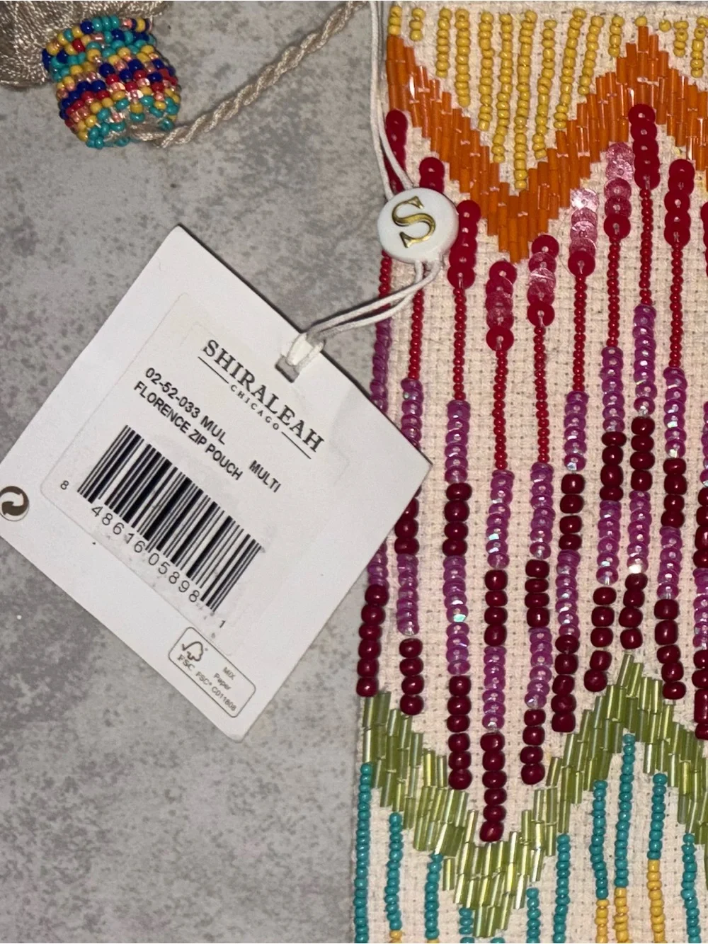 NWT Shiraleah Beaded Colorful Zip Pouch